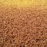 Pellets en la carga de una estufa para quemar